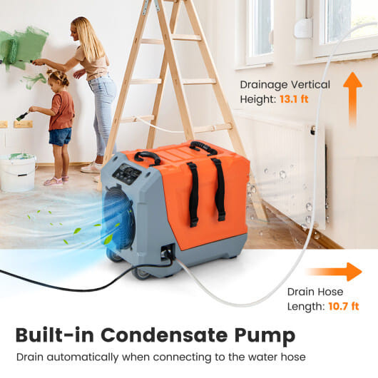 180 Pints/Day Commercial Dehumidifier with Pump and Drain Hose-Orange - Color: Orange D681-ES10327US-OR