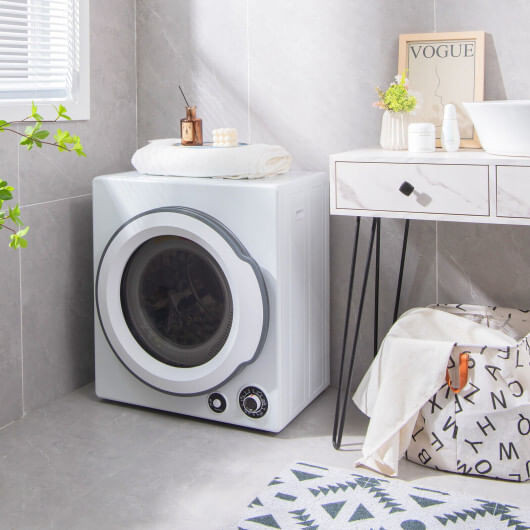 Compact Electric Tumble Laundry Dryer with Stainless Steel Tub-White B593-FP10092US