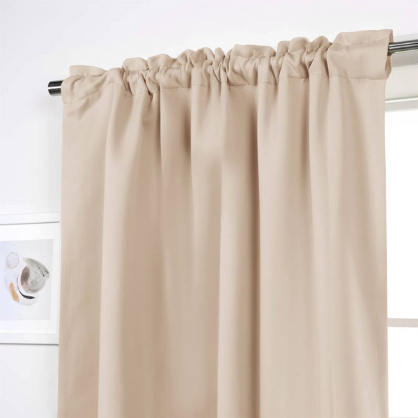52 x 102 inch Solid Beige Cream Thermal Blackout Curtain Panels - Set of 2 Q280-BECRFTCIE359175642