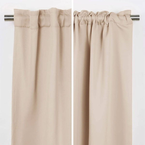 52 x 102 inch Solid Beige Cream Thermal Blackout Curtain Panels - Set of 2 Q280-BECRFTCIE359175642