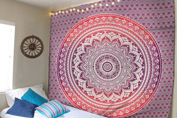 Style: 5, Size: 150x100cm thick - Indian Mandala Tapestry Green Blue Flower Beautiful Wall Art Tape Q119-CJJJJFCL00503-5-150x100cm thick