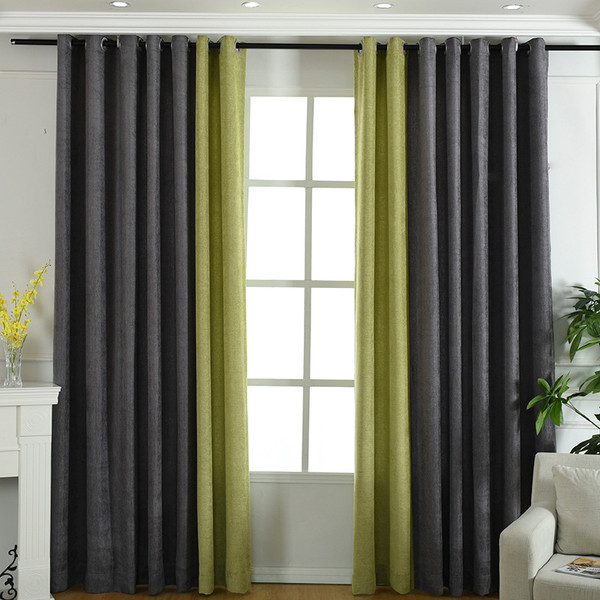 Color: Black, style: Machining - Factory direct stitching simple solid chenille curtain high shadin Q119-CJJJJFCL00025-Black-Machining