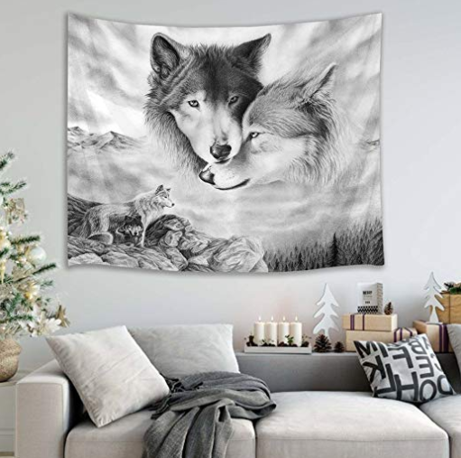 Size: 150x100cm - 2 wolf tapestry Q119-CJJJJFCL00123-150x100cm