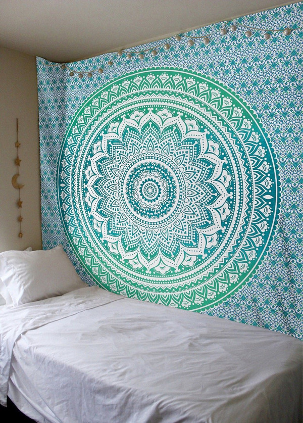 Color: Green, Size: 150x150 - Tapestry Bedroom Hanging Cloth Mandala Flower Digital Printing Amazon Q119-CJCL121760005EV