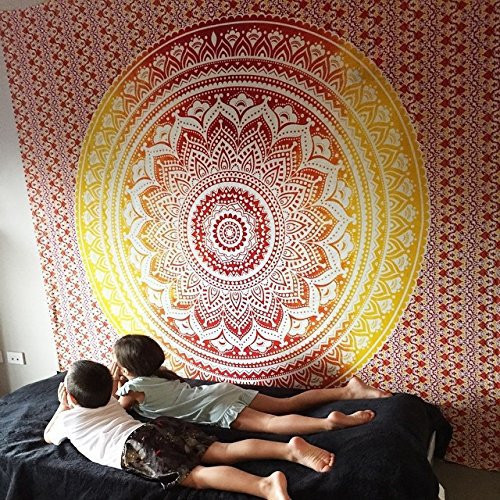Style: 4, Size: 150x230cm thick - Indian Mandala Tapestry Green Blue Flower Beautiful Wall Art Tape Q119-CJJJJFCL00503-4-150x230cm thick