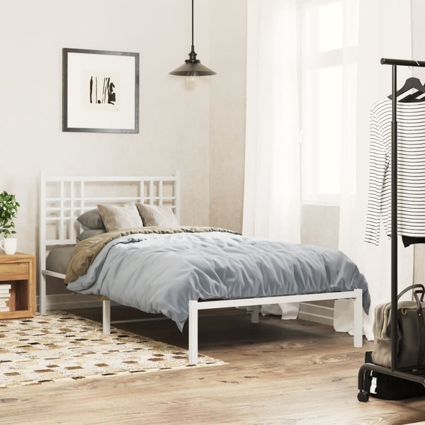  Bed Frame White Powder-Coated Steel Twin Durable Bed Frame A949-376368