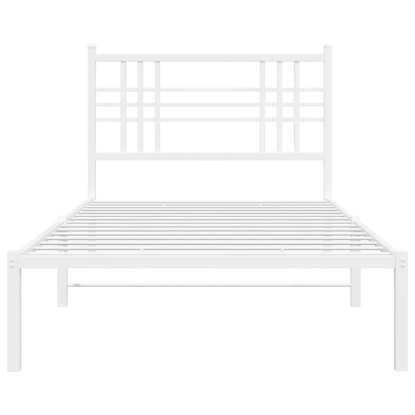  Bed Frame White Powder-Coated Steel Twin Durable Bed Frame A949-376368