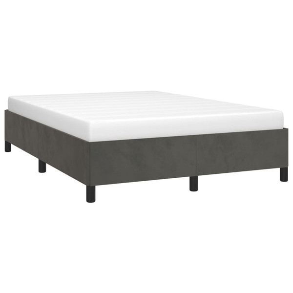  Bed Frame Dark Grey Velvet, Plywood, Engineered wood Full Storage A949-347355