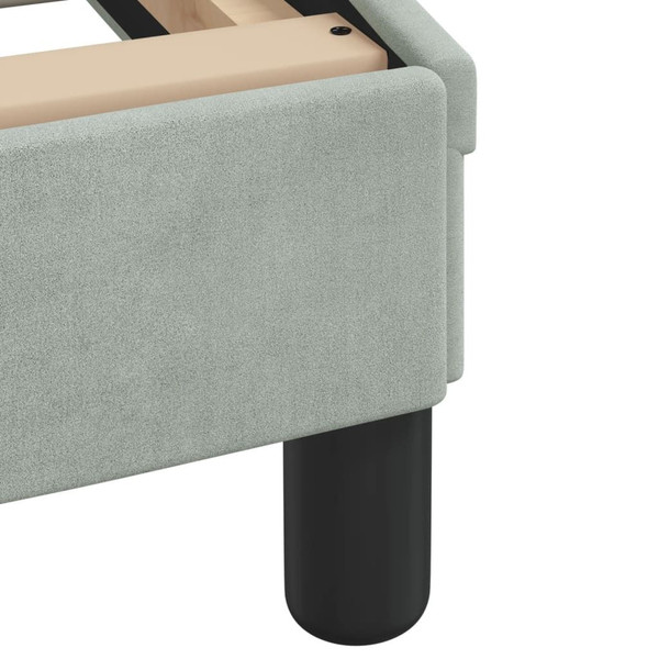  Bed Frame Light Gray Velvet, Metal, Plywood, Engineered Wood Single A949-373267