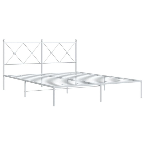  Bed Frame White Powder-Coated Steel King Size Modern Bed Frame A949-376553