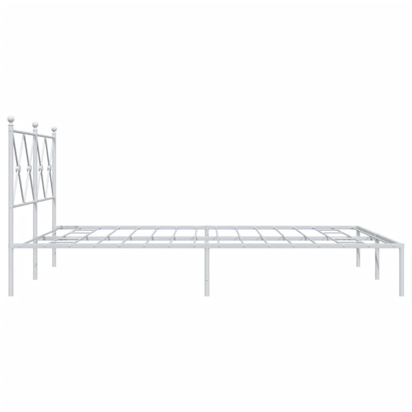  Bed Frame White Powder-Coated Steel King Size Modern Bed Frame A949-376553