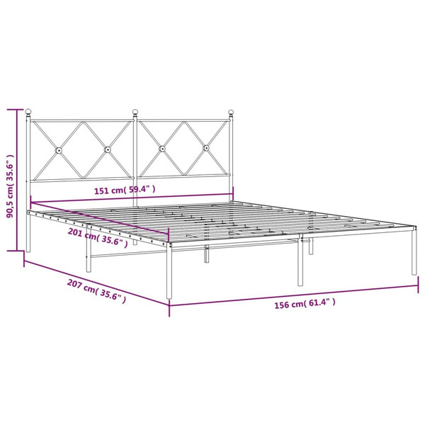  Bed Frame White Powder-Coated Steel King Size Modern Bed Frame A949-376553