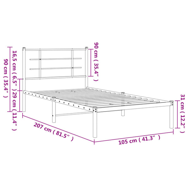  Bed Frame White Powder-coated steel Single Bed Frame A949-355605