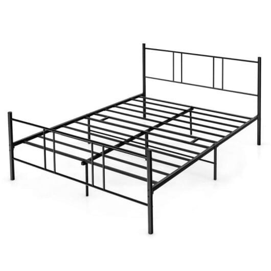 Full/Queen Size Platform Bed Frame with High Headboard-Full Size - Color: Black - Size: Full Size D681-HU10222DK-F