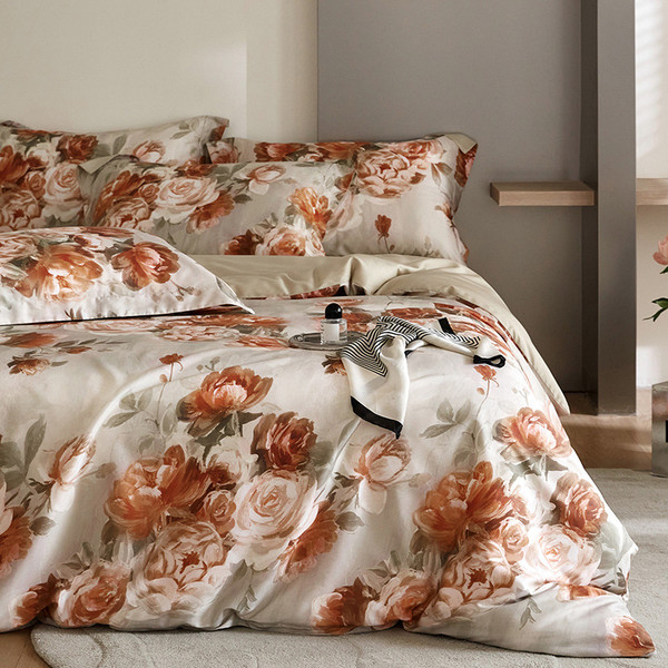 Pattern: NITI Coffee, Size Specification: 180cm Bed Sheet Four Pieces - Flower Tencel Digital Print Q119-CJCS208428517QJ