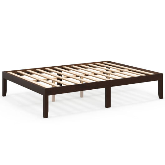 Full Size Wood Bed Frame with Wooden Slats Support and Rubber Wood Legs-Natural B593-HU10802-F