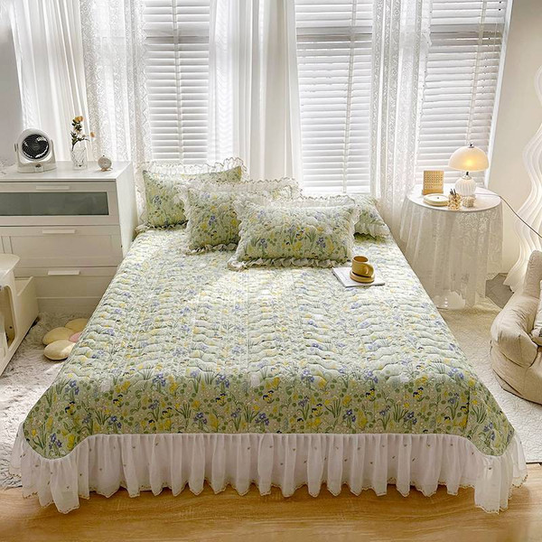 Pattern: Rose Pursuing A Dream, Size Specification: 240x245cm Sheet Bed Cover - Cotton Lace Embroid Q119-CJYD199480341OL