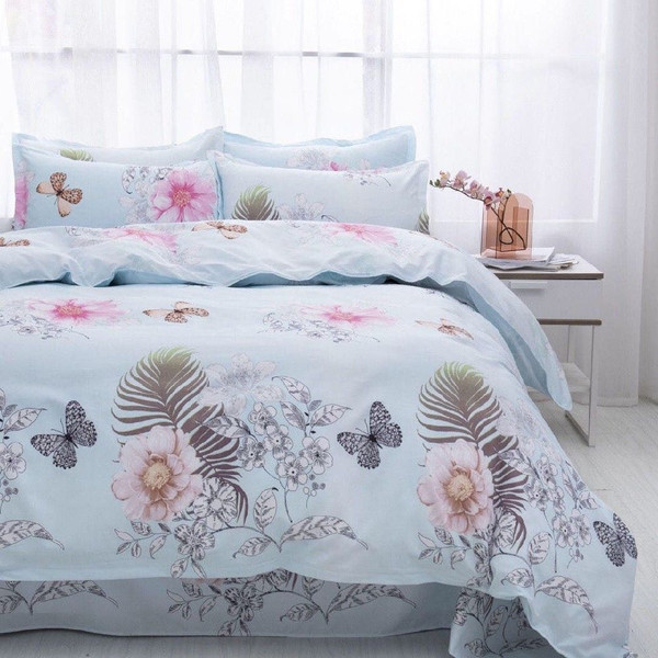 Color: Butterfly Flower Orchid, Specifications: 180 X220 Single Duvet Cover - Four-piece Set Duvet  Q119-CJYD199153002BY