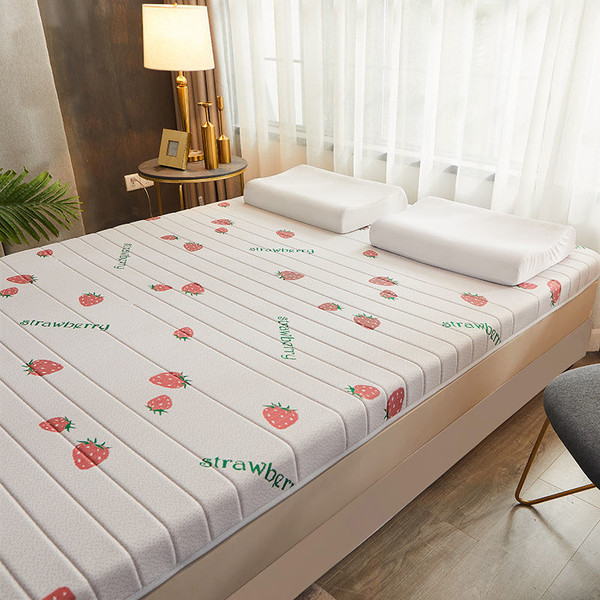 Color: Strawberry, style: Thickness 6cm-180x200cm, Size:  - Latex Tatami Mattress Soft Cushion Fold Q119-CJCS174991009IR