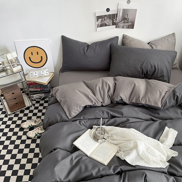 Pattern: Dark Gray Light Gray, Size Specification: 2M Flat Sheet - Simple Colorblock All-matching W Q119-CJCS211838255CX