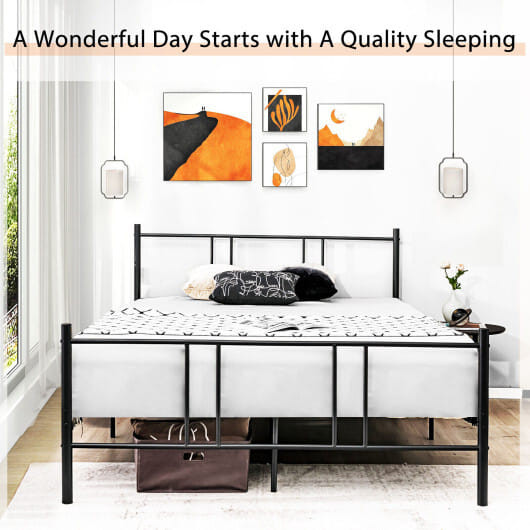 Full/Queen Size Platform Bed Frame with High Headboard-Queen Size - Color: Black - Size: Queen Size D681-HU10222DK-Q
