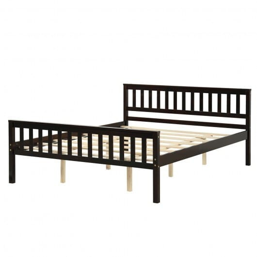Queen Wood Platform Bed with Headboard - Color: Espresso - Size: Queen Size D681-HU10030