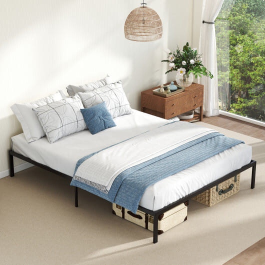 Full/Queen/King Size Metal Bed Frame Heavy Duty Support Slats Mattress Foundation-Queen Size - Colo D681-HU11070DK-Q