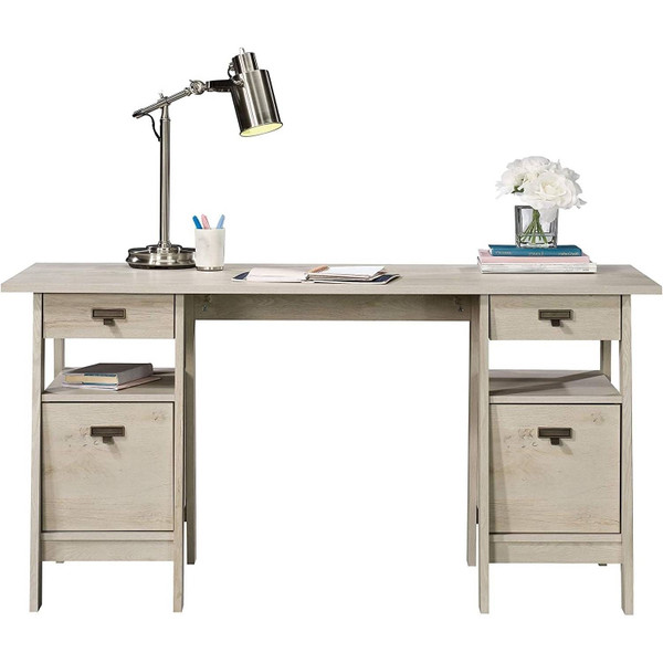 FarmHouse Chalky Oak Executive Desk w/ Filing Cabinets Storage Q280-FGHT2155