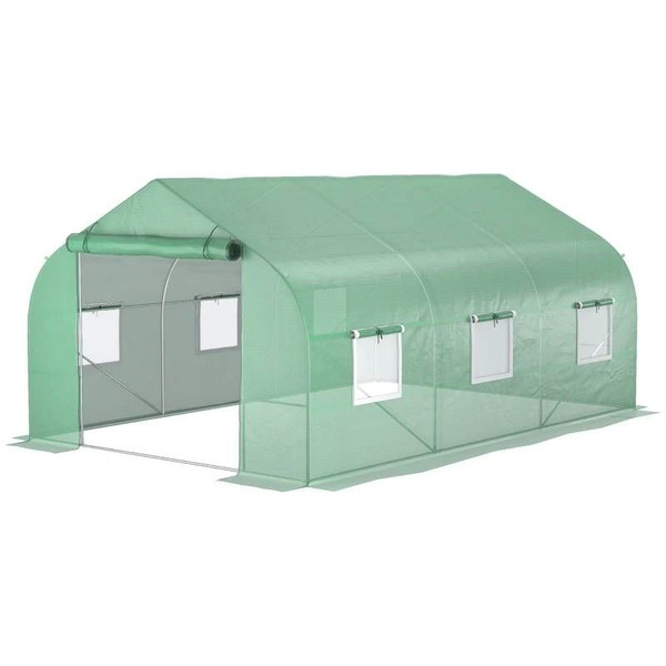11.5 ft x 9.8 ft. Greenhouse with Green PE Cover and Heavy Duty Steel Frame Q280-GHOUSWN1095287364