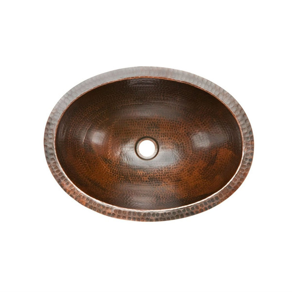 Oval Hammered Copper Bathroom Vessel Sink 17 x 12 inch Q280-PCBWCS19354271