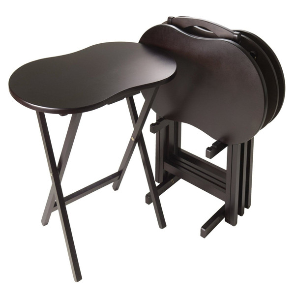 5-Piece TV Table Set in Espresso Finish with Peanut Shape Top Q280-5PTVTS10030