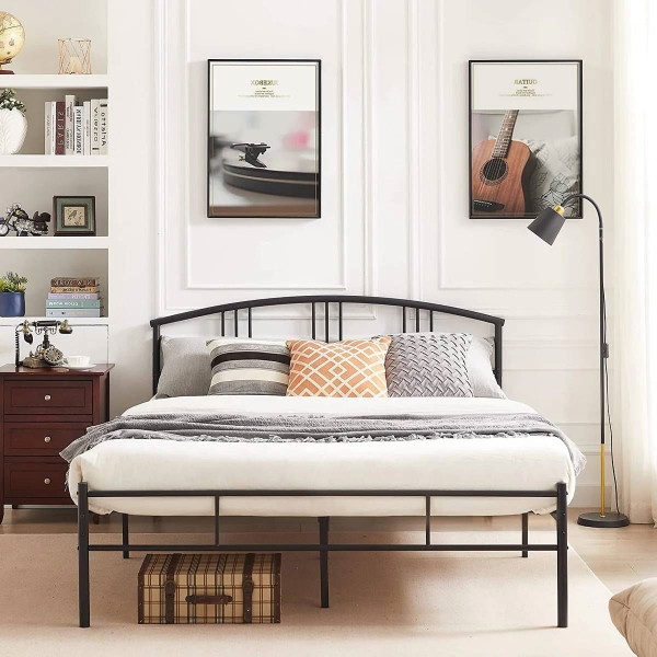 Queen size Black Metal Platform Bed Frame with Arched Headboard Q280-QNBLKMBF991748562