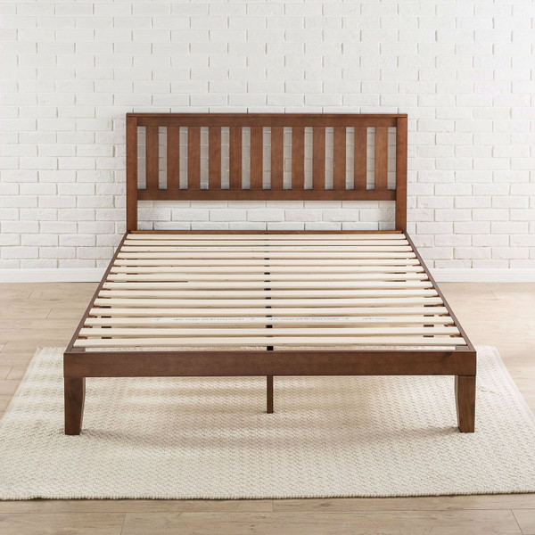 Queen size Mission Style Solid Wood Platform Bed Frame with Headboard in Espresso Finish Q280-ZKCIEA1984921