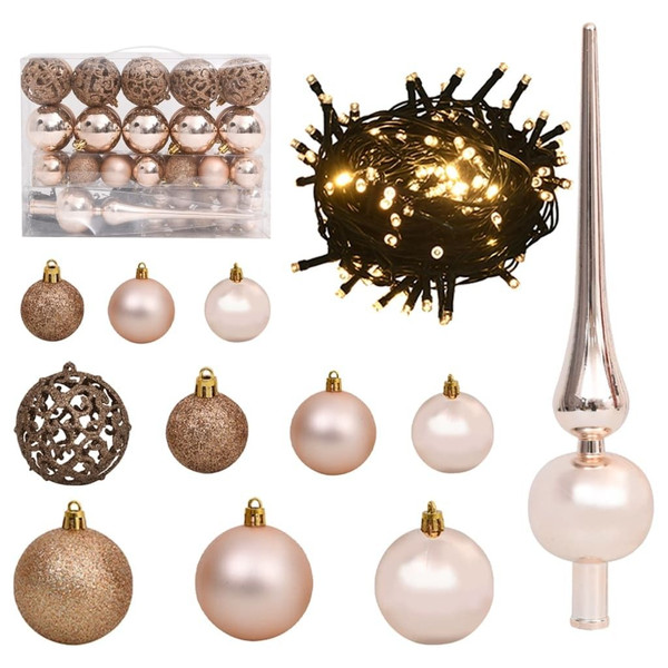 Christmas Ball Set Set of 61 Various Rose Gold Finishes A949-330097