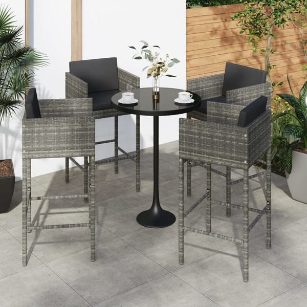 Bar Stool Set of 4 Grey Poly Rattan A949-316661
