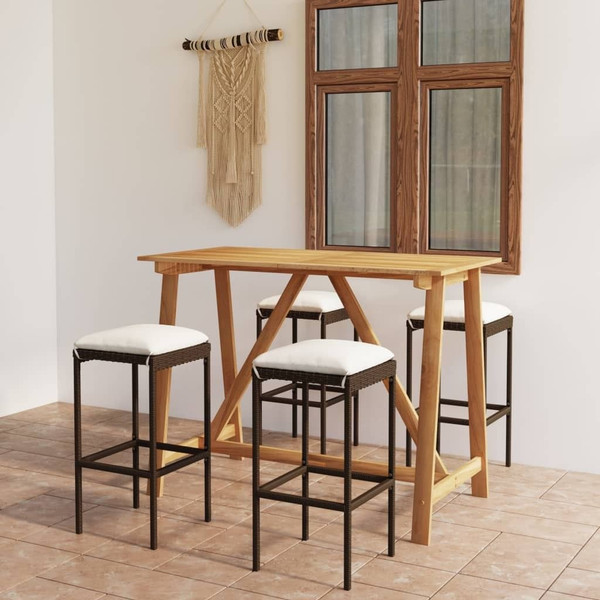 Garden Bar Set Brown Solid acacia wood 5 Piece Set Durable A949-3067962