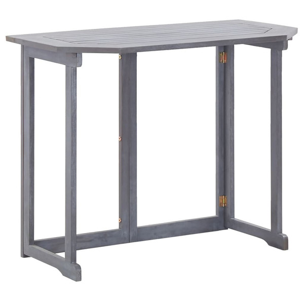 Balcony Table Grey Solid Acacia Wood 35.4 x 19.7 x 29.1 in A949-46326