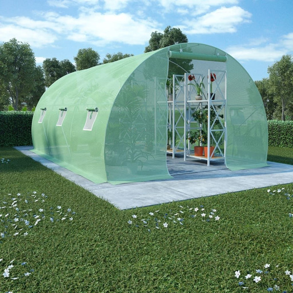 Greenhouse Green Polyethylene mesh fabric and galvanized steel A949-45535