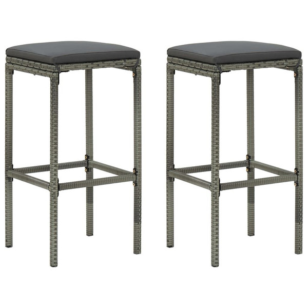 Bar Stool Set of 2 Gray Steel Standard Footrest Bar Stool A949-313441