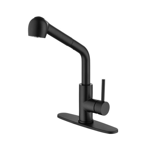 Single-Handle Pull-Out Sprayer Kitchen Faucet in Stainless Matte Black T575-S0671281774