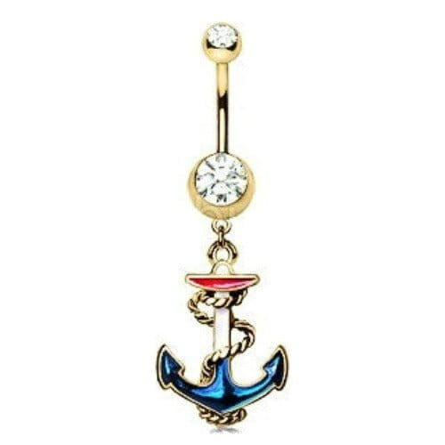 Vintage Anchor Dangle Navel Ring T575-S0671357056