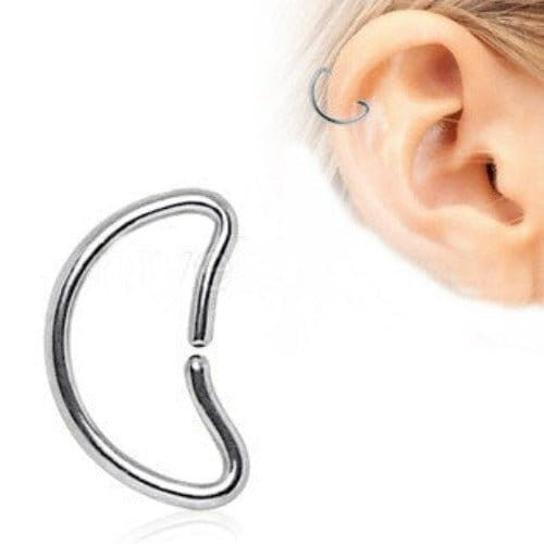 316L Stainless Steel Crescent Moon Cartilage Earring T575-S0671356940