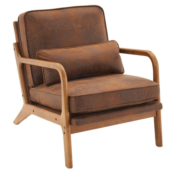 Oak Armrest Oak Upholstered Single Lounge Chair Indoor Lounge Chair Orange T575-S0671297309