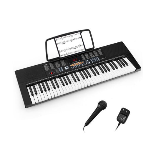 61-Key Electronic Keyboard Piano with 3 Teaching Modes  LED Display and Dual Keyboard B593-MU10109US