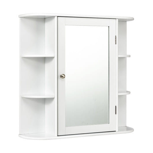 Multipurpose Mount Wall Mirror Bathroom Storage Cabinet-White - Color: White D681-JV10446WH