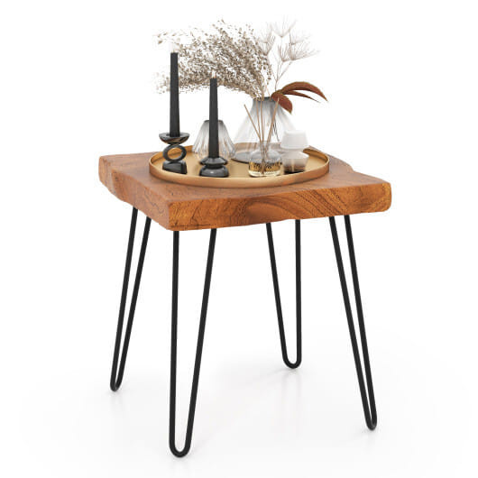 Square Reclaimed Recycled Indonesia Teak Wood End Table - Color: Brown D681-JV10967