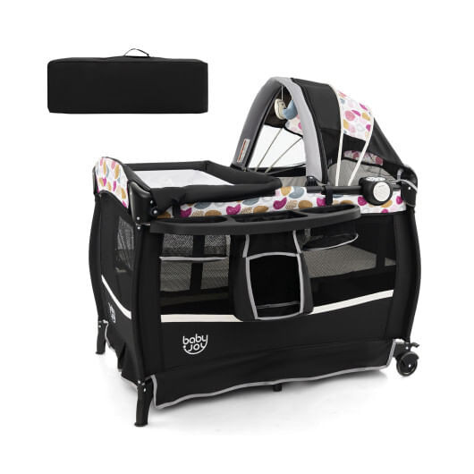 4 in 1 Portable Pack and Play Baby Nursery Center with Bassinet-Purple - Color: Purple D681-BE10036CL