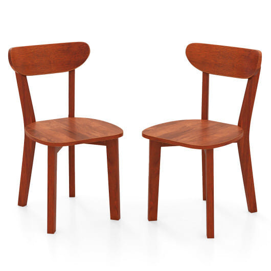 Solid Wood Dining Chair Set of 2 with Curved Backrest and Rubber Wood Frame-Espresso - Color: Espre D681-KC57809ES
