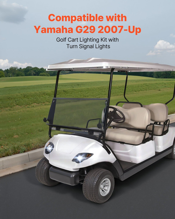  Golf Cart Light Kit, 12 Volt, Street Legal LED Headlight and Taillight Kit with Wiring Harness, Tu E415-QCDTJYAMAHAX8JX9Z001V9