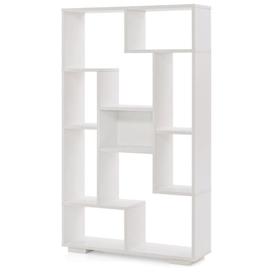 47-Inch Tall Bookshelf for Home Office Living Room-White - Color: White D681-JV11449WH